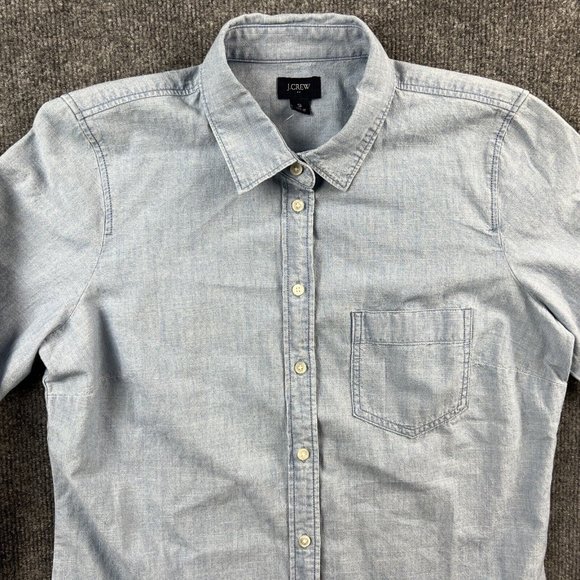 J.Crew Small Womens Top Button Down Chambray Long Sleeve Blouse - Picture 2 of 12